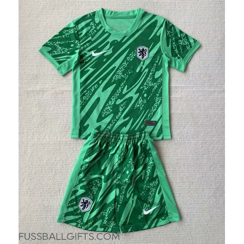 Niederlande Torwart Fußballbekleidung Heimtrikot Kinder EM 2024 Kurzarm (+ kurze hosen)
